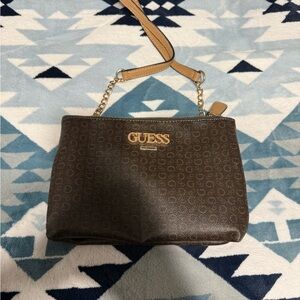 GUESS Dark Brown Logo Clutch